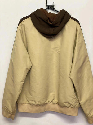 Vintage Beige & Brown Zip-Up Jacket with “72” Patch – Men’s L