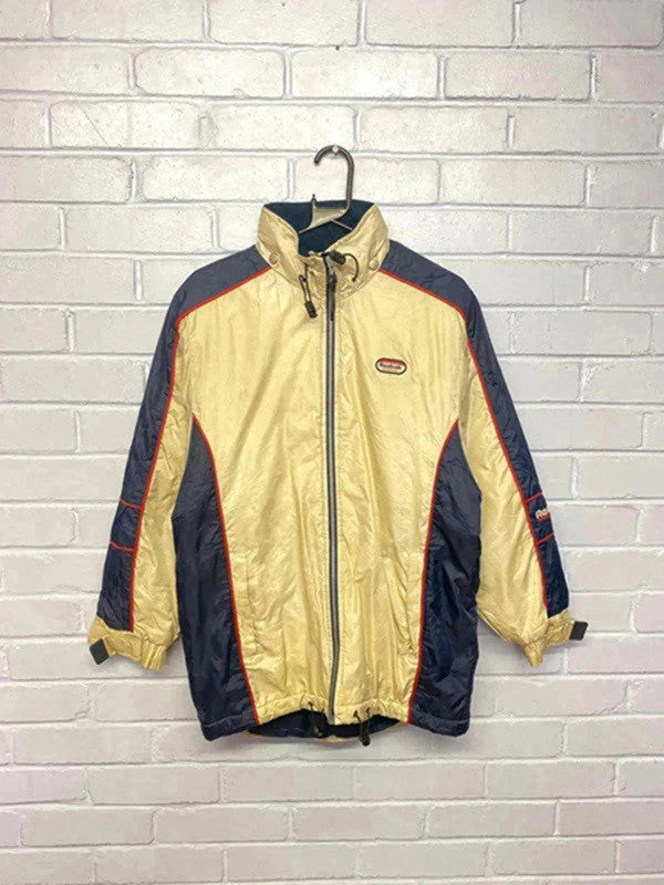 Vintage Reebok Athletic Department Windbreaker Jacket – Beige/Navy – 90s Y2K
