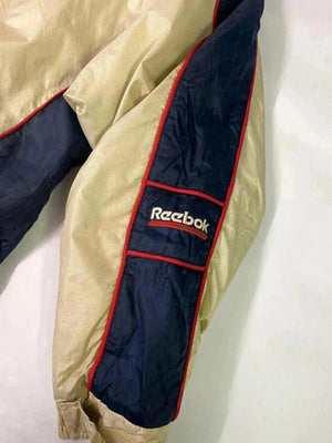 Vintage Reebok Athletic Department Windbreaker Jacket – Beige/Navy – 90s Y2K