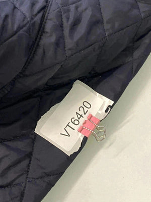 Classic Quilted Jacket with Cord Collar – Barbour Style – Navy Blue