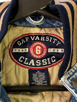 Vintage GAP Varsity Classic Denim Bomber Jacket – Size M