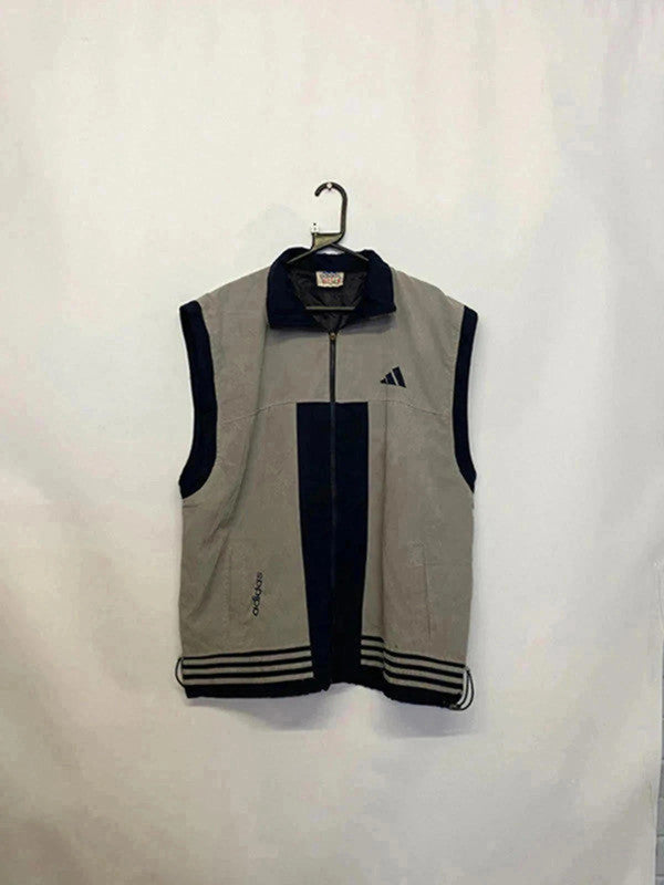 Vintage Adidas Sleeveless Track Vest – Grey/Navy – Size XXL