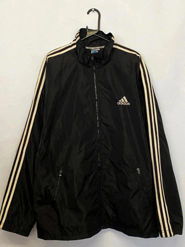 Vintage Adidas 3-Stripes Windbreaker Jacket – Black/White – Size XL