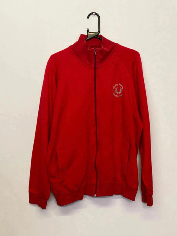 Fred Perry Red Full-Zip Track Jacket – Size XL – Laurel Wreath Logo