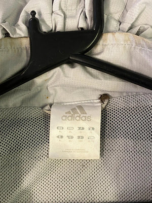Adidas Light Grey & Black Hooded Windbreaker Jacket – Size XL