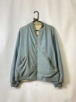 Vintage Lacoste Light Blue Checked Bomber Jacket – Size 56/7 (XXL)