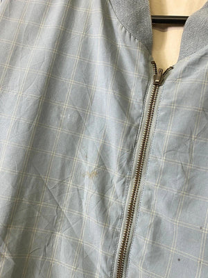 Vintage Lacoste Light Blue Checked Bomber Jacket – Size 56/7 (XXL)