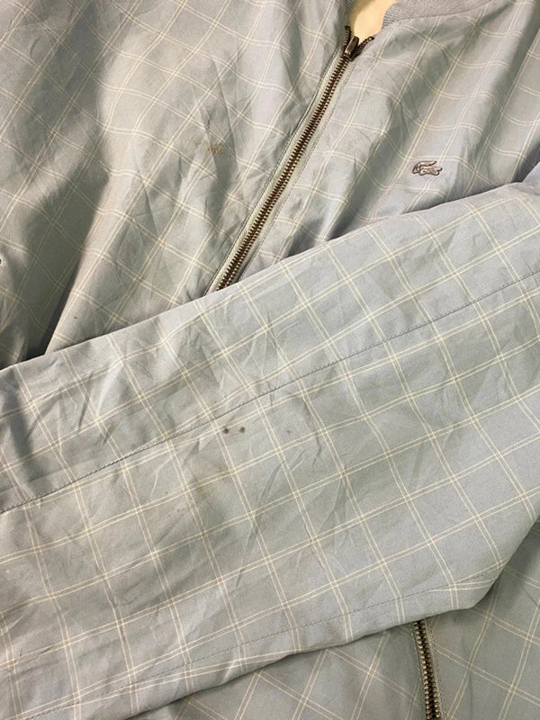 Vintage Lacoste Light Blue Checked Bomber Jacket – Size 56/7 (XXL)