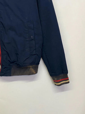Hilfiger Denim Navy Bomber Jacket with Striped Trim – Men’s S