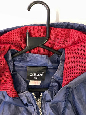 Adidas Navy & Red Hooded Windbreaker Jacket – Men’s XXL