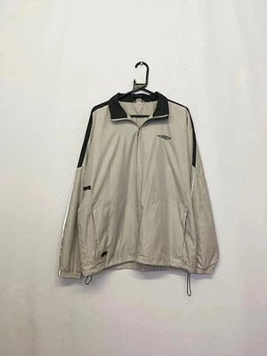 Vintage Umbro Beige & Black Full-Zip Windbreaker Jacket – Y2K Style