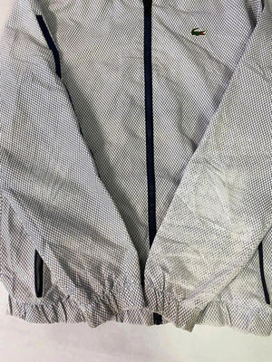 Lacoste White & Navy Zip-Up Jacket – Micro Check Pattern