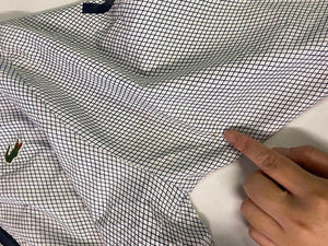 Lacoste White & Navy Zip-Up Jacket – Micro Check Pattern