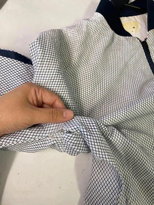 Lacoste White & Navy Zip-Up Jacket – Micro Check Pattern