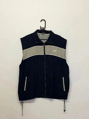 Vintage Reebok Windbreaker Vest – Navy & Grey – Size XL