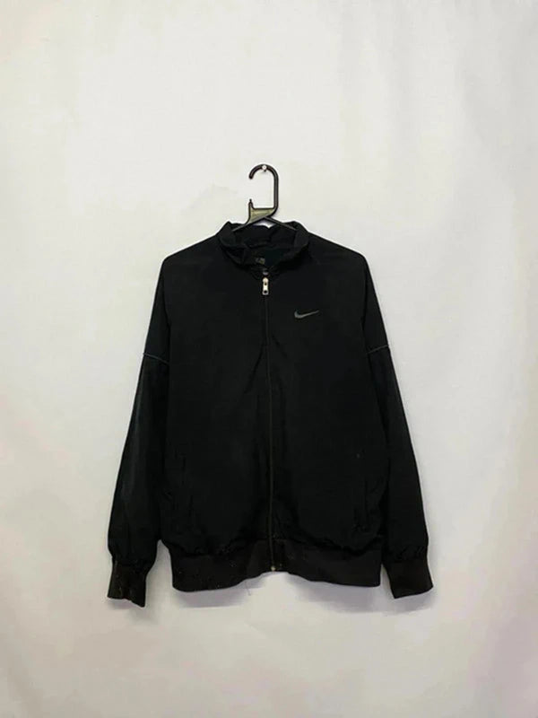 Nike Black Full-Zip Jacket with Embroidered Swoosh - Size L