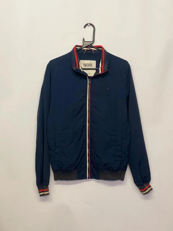 Hilfiger Denim Navy Bomber Jacket with Stripe Trim