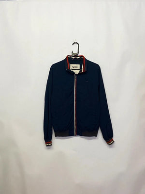 Hilfiger Denim Navy Bomber Jacket with Stripe Trim