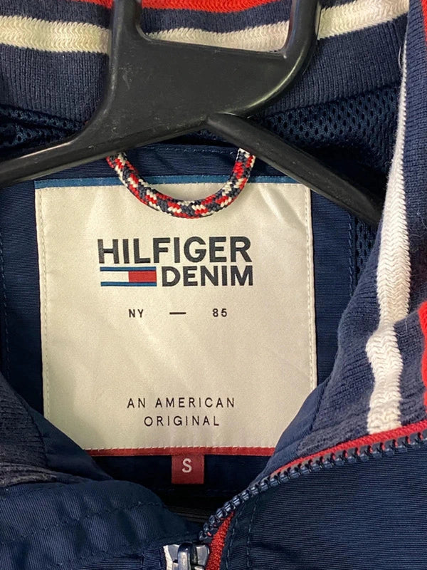 Hilfiger Denim Navy Bomber Jacket with Stripe Trim