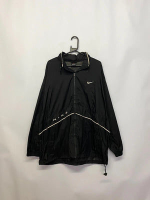 Vintage Nike Black Windbreaker Jacket with Cream Trim