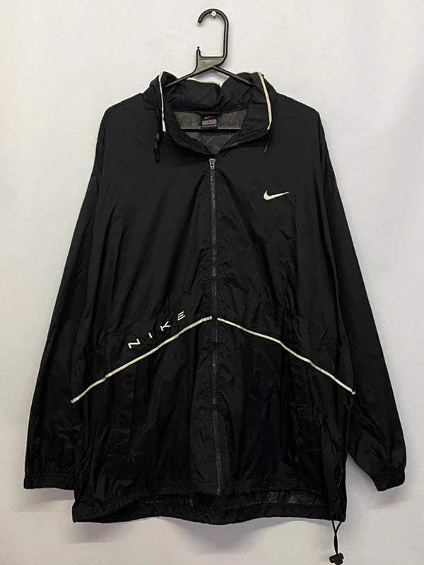Vintage Nike Black Windbreaker Jacket with Cream Trim