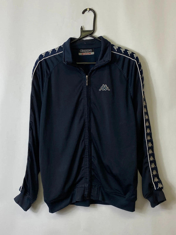 Kappa Navy Full-Zip Track Jacket with Logo Tape Sleeves – Size M