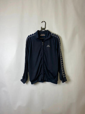 Kappa Navy Full-Zip Track Jacket with Logo Tape Sleeves – Size M