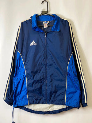 Adidas Blue 3-Stripes Windbreaker Jacket – Size M