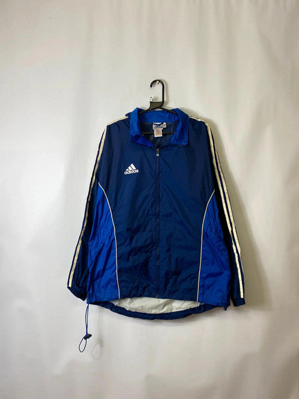 Adidas Blue 3-Stripes Windbreaker Jacket – Size M