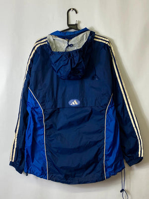 Adidas Blue 3-Stripes Windbreaker Jacket – Size M