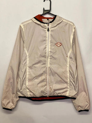 Harley-Davidson Beige Hooded Windbreaker Jacket – Men’s L