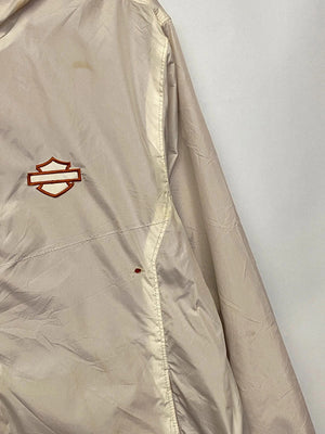 Harley-Davidson Beige Hooded Windbreaker Jacket – Men’s L