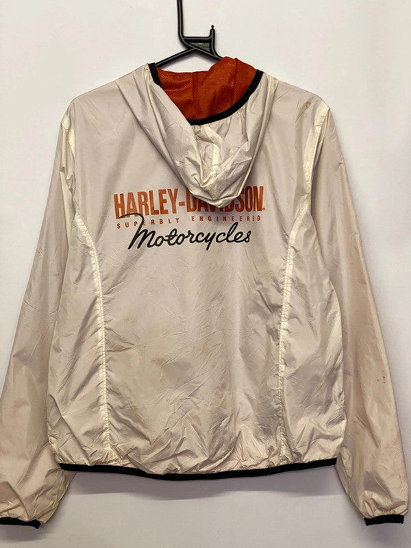 Harley-Davidson Beige Hooded Windbreaker Jacket – Men’s L