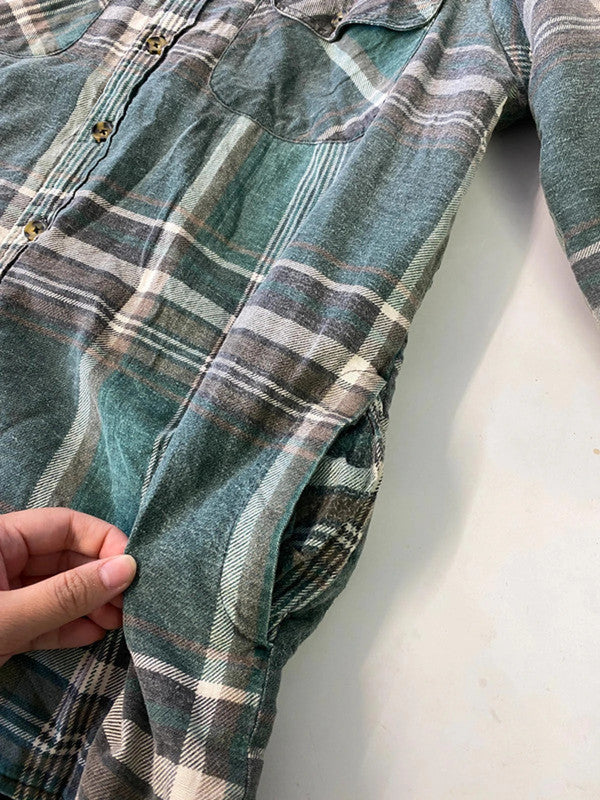 Dickies Green Checked Quilted Flannel Shirt Jacket – Men’s L