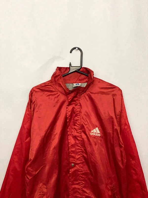 Vintage Red Adidas Windbreaker Jacket – Lightweight Shell – Unisex