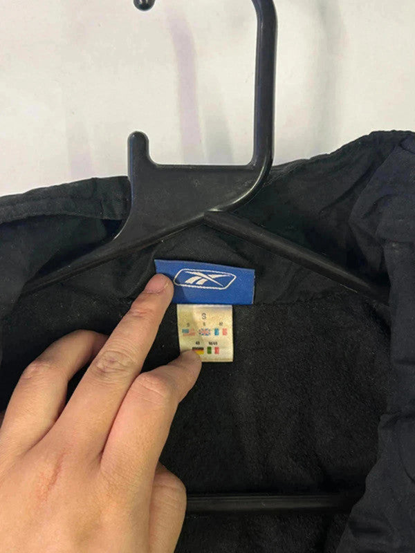 Vintage Reebok Padded Jacket – Size S – Black with White Piping