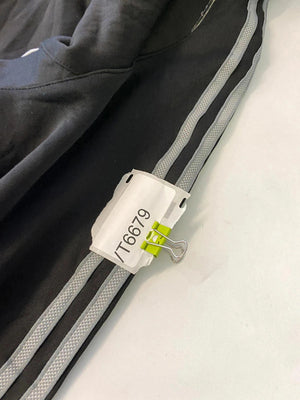 Vintage Adidas Hooded Track Jacket – Black/Grey 3-Stripes – Size XL