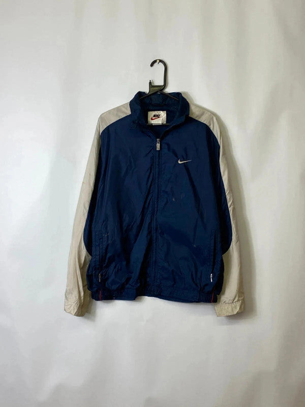 Vintage Nike Windbreaker Jacket – Navy & Beige – Made in Taiwan