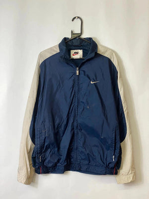 Vintage Nike Windbreaker Jacket – Navy & Beige – Made in Taiwan