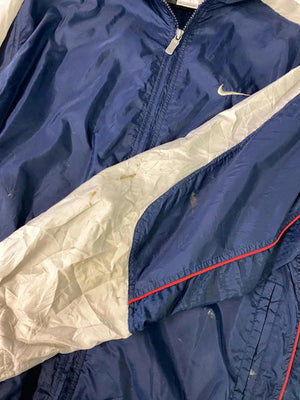 Vintage Nike Windbreaker Jacket – Navy & Beige – Made in Taiwan