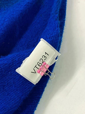 Vintage Blue Fringed Poncho / Shawl – Tribal Aztec Knit Design