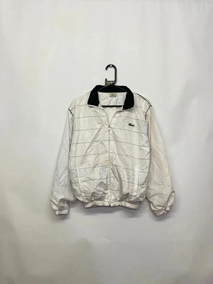 Lacoste White Vintage Track Jacket with Black Collar
