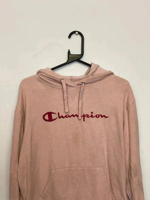 Champion Pink Embroidered Logo Hoodie (Size L)