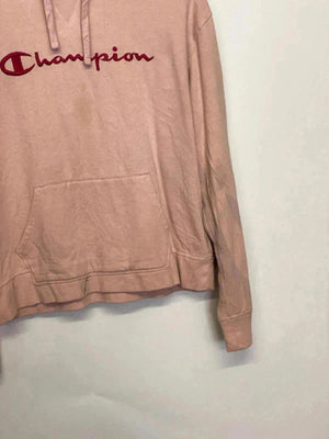 Champion Pink Embroidered Logo Hoodie (Size L)