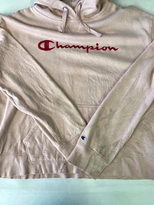 Champion Pink Embroidered Logo Hoodie (Size L)
