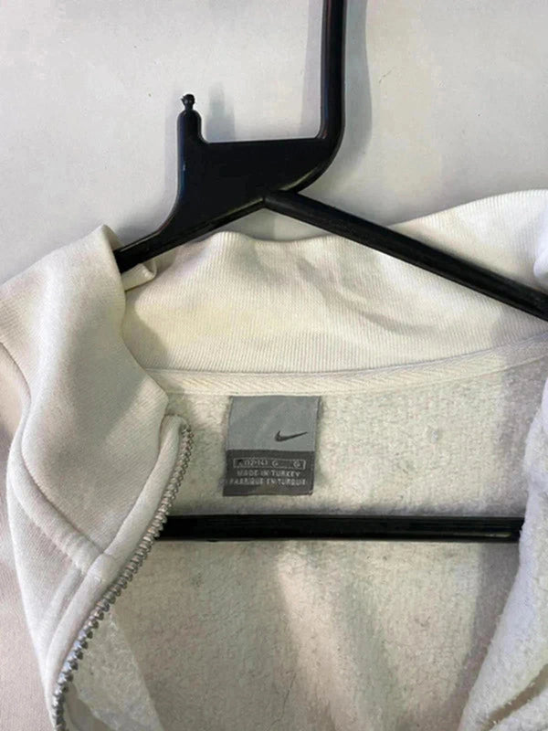 Nike White 1/4 Zip Fleece Sweatshirt (Size L, Made in Turkey)
