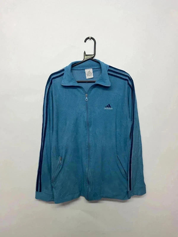 Vintage Adidas Fleece Zip-Up Jacket – Light Blue – Size L