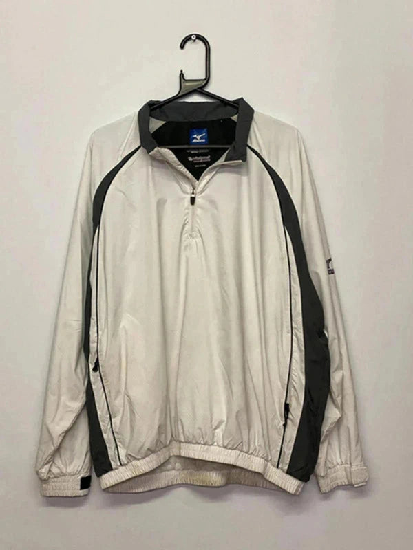 Mizuno WindLite White 1/4 Zip Windbreaker Jacket – Men’s L, Lightweight Sportswear