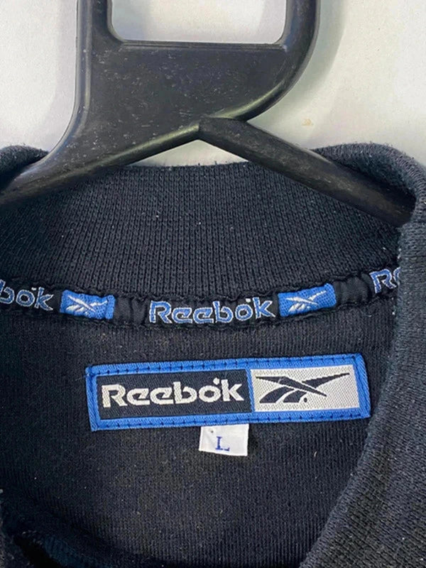 Vintage Reebok Sweatshirt – Black & Blue Logo Stripe