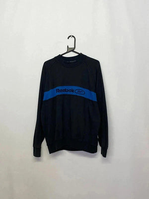 Vintage Reebok Sweatshirt – Black & Blue Logo Stripe